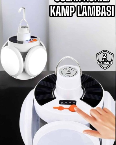 Katlanabilir Taşınabilir Kamp Lambası Işıldak Beyaz Işık Güneş Enerjili Solar Aydınlatma