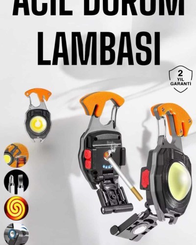 yeni nesil Kamp Feneri Çok Fonksiyonlu Fener Anahtarlık Usb Çakmaklı Cam Kırıcı Kemer Kesici Açacak