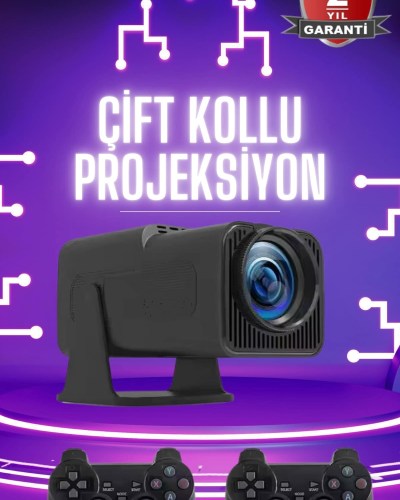 Çift Kollu Projeksiyon Taşınabilir Game Projektör Full Hd 1080P 4k Projeksiyon Gamepad