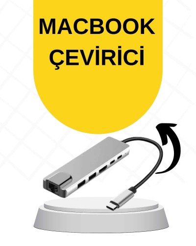 Macbook Pro/air Uyumlu USB Type-C 8 In 1 Hub Dönüştürücü Çevirici Çoklayıcı USB Hdmı Micro Sd 8 Girişli