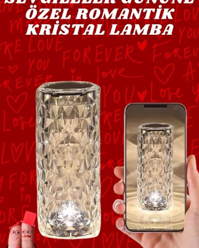 Sevgililer Günü İçin Hediye Kristal Lamba Sevgiliye Hediye USB Şarjlı Gece Lambası