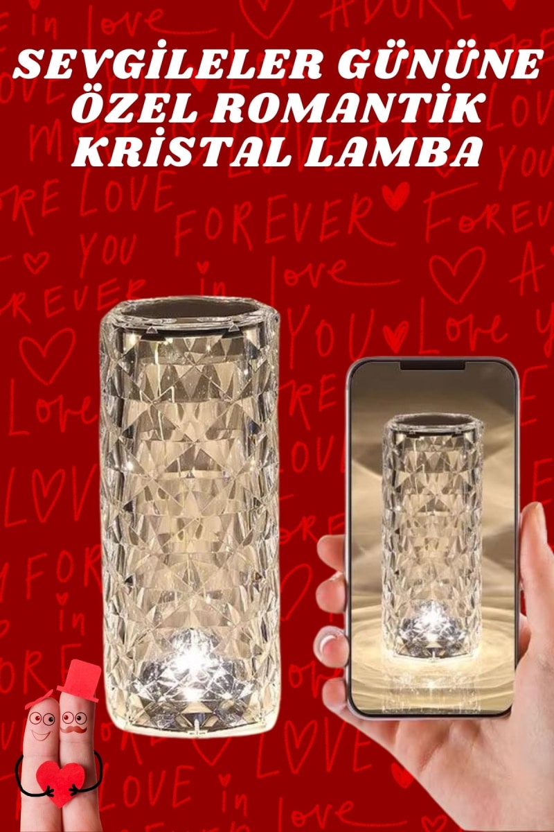 Sevgililer Günü İçin Hediye Kristal Lamba Sevgiliye Hediye USB Şarjlı Gece Lambası
