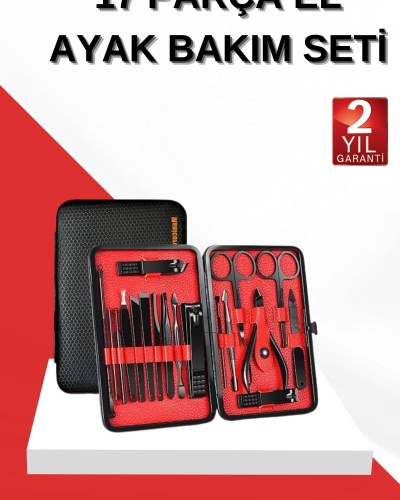 17 Parça Manikür Seti El ve Ayak Bakımı Törpü Cımbız Tırnak Temizleme