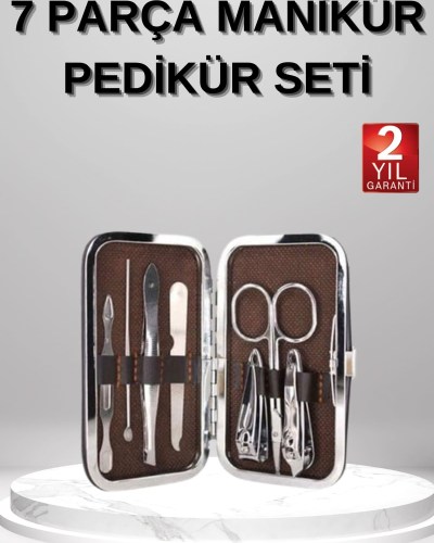 7 Parça Manikür Pedikür Seti El Ayak Bakımı Çantalı Paslanmaz Çelik