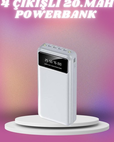 4 Çıkışlı 20.000 MAH Powerbank Taşınabilir Çoklu Giriş