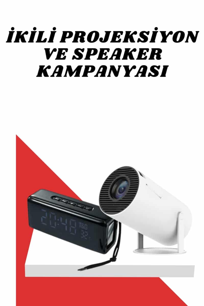 Sinema Projeksiyonu Projektörü ve Dijital Göstergeli Bluetooth Hoparlör Uzun Pil Ömrü HD Kalite