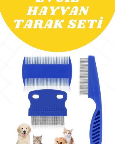 Evcil Hayvan Tarak Seti 4'lü Bit Tarağı Ked Köpek Tüyüne Uygun
