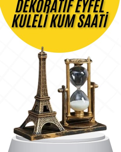 Dekoratif Eyfel Kulesi ve Kum Saati Vintage Tarzı Masa Süsü Biblo