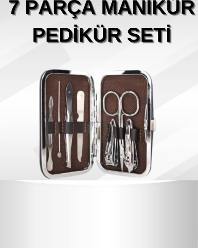 Manikür Pedikür Seti 7 Parça Tırnak Makası Kaş Makası Cımbız Çantalı