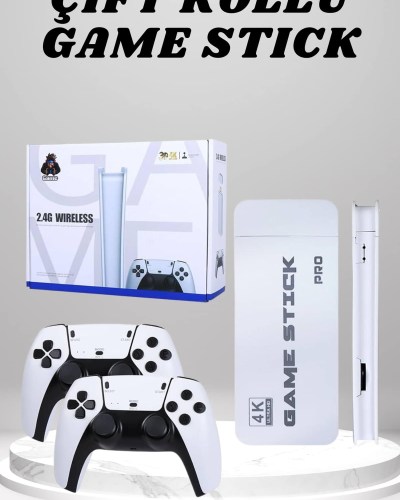 4K HD Görüntü Kaliteli Retro Game Stick 20000 Oyunlu Çift Kollu Beyaz Game Stick