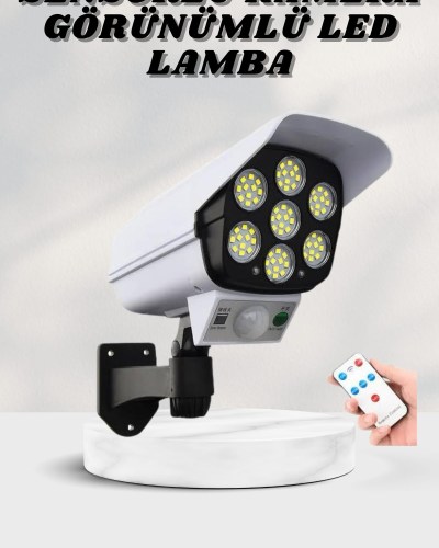 Solar Lamba Kamera Görünümlü Duvar Lambası Dönebilen Bahçe Aydınlatması