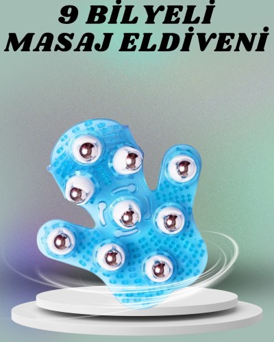 9 Bilyeli El Şeklinde Omuz Bacak Masaj Aleti Masaj Eldiveni Giyilebilir Plastik Vücut Sıkılaştırıcı