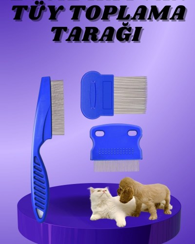 Kedi Köpek Tüy Bit Pire Toplayıcı Toplama Temizleme Tarağı Tarak Seti 4'lü Set