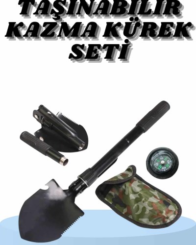 Çelik Katlanır Fonksiyonel Kamp Kazma Kürek Ve Kesme Aleti Seti Küçük Kazma Kürek Seti