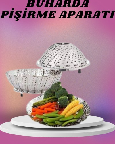 Çok Amaçlı Buharda Sebze Pişirme Haşlama Aparatı Katlanabilir Sebze Sağlıklı Pişirme Aparatı