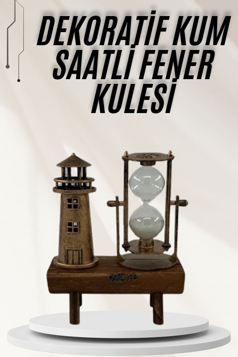 Hediyelik Eşya Retro Ahşap Deniz Feneri Kum Saati Biblo