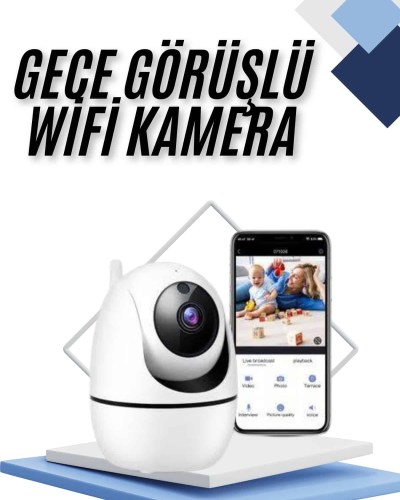 Kablosuz Wifi Destekli Akıllı Güvenlik Kamerası Hareket Sensörlü