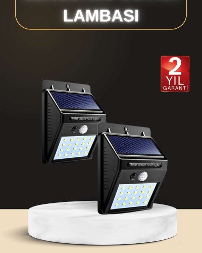 Bahçe Aydınlatma Sensörlü Güneş Enerjili Duvar Lambası 40 Led Işık