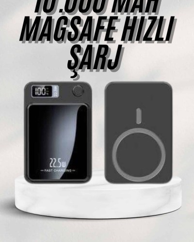 Taşınabilir Şarj Magsafe Powerbank 10.000 mAh Hızlı Şarj Led Göstergeli Kablosuz