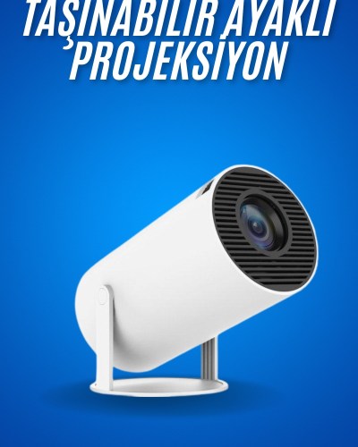 Sinema Projektörü Android HDMI USB WİFİ Ses Çıkışlı Ayaklı Projeksiyon Taşınabilir