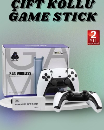 Çift Oyun Kollu 4K HD Ekran Nostaljik 20.000 Oyunlu Beyaz Game Stick