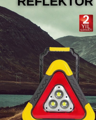 Işıklı Üçgen Reflektör Led Projektör Acil Durum Feneri Flaşör 500 Lümen