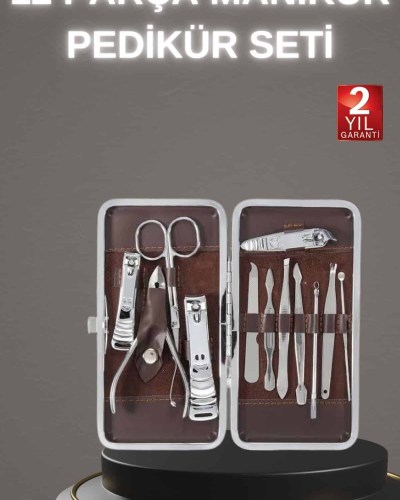 12 Parça Paslanmaz Çelik Kompakt ve Taşınabilir Manikür Makası Tırnak Makası