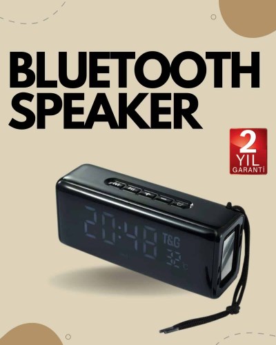 Bluetooth Hoparlör Speaker Saat Göstergeli Uzun Pil Ömrü Taşınabilir