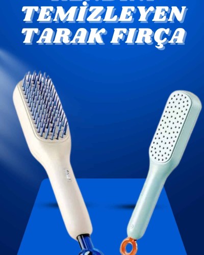 Kendi Kendini Temizleyen Otomatik Tuşlu Saç Tarağı Dolaşık Açıcı Masaj Fırçası Silikon Fırça