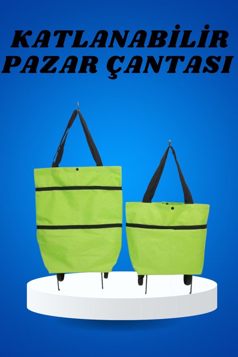 Pazar Arabası ve Alışveriş Çantası Çift Yönlü Kolay Tekerlekli Taşınabilir