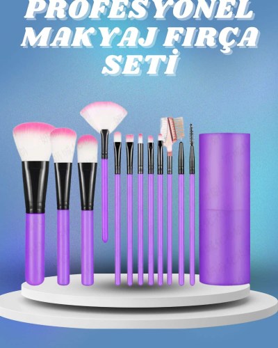 12 Parça Yumuşak Uçlu Makyaj Fırça Set-Göz ve Yüz Makyajı İçin Fırça Seti Profesyonel Makyaj Seti