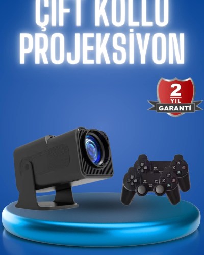 Android Projeksiyon Siyah Taşınabilir Sinema Projektörü 4k 1080p Ev Sineması Bluetooth