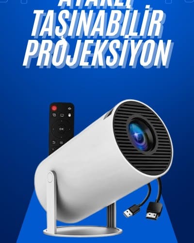 Taşınabilir Projeksiyon Ayaklı Projektör Android Uyumlu HDMI Girişli