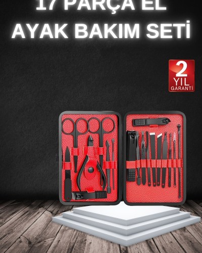 17 Parça Manikür Seti Taşınabilir Özel Çantalı El ve Ayak Bakımı Tırnak Batığı Temizleme