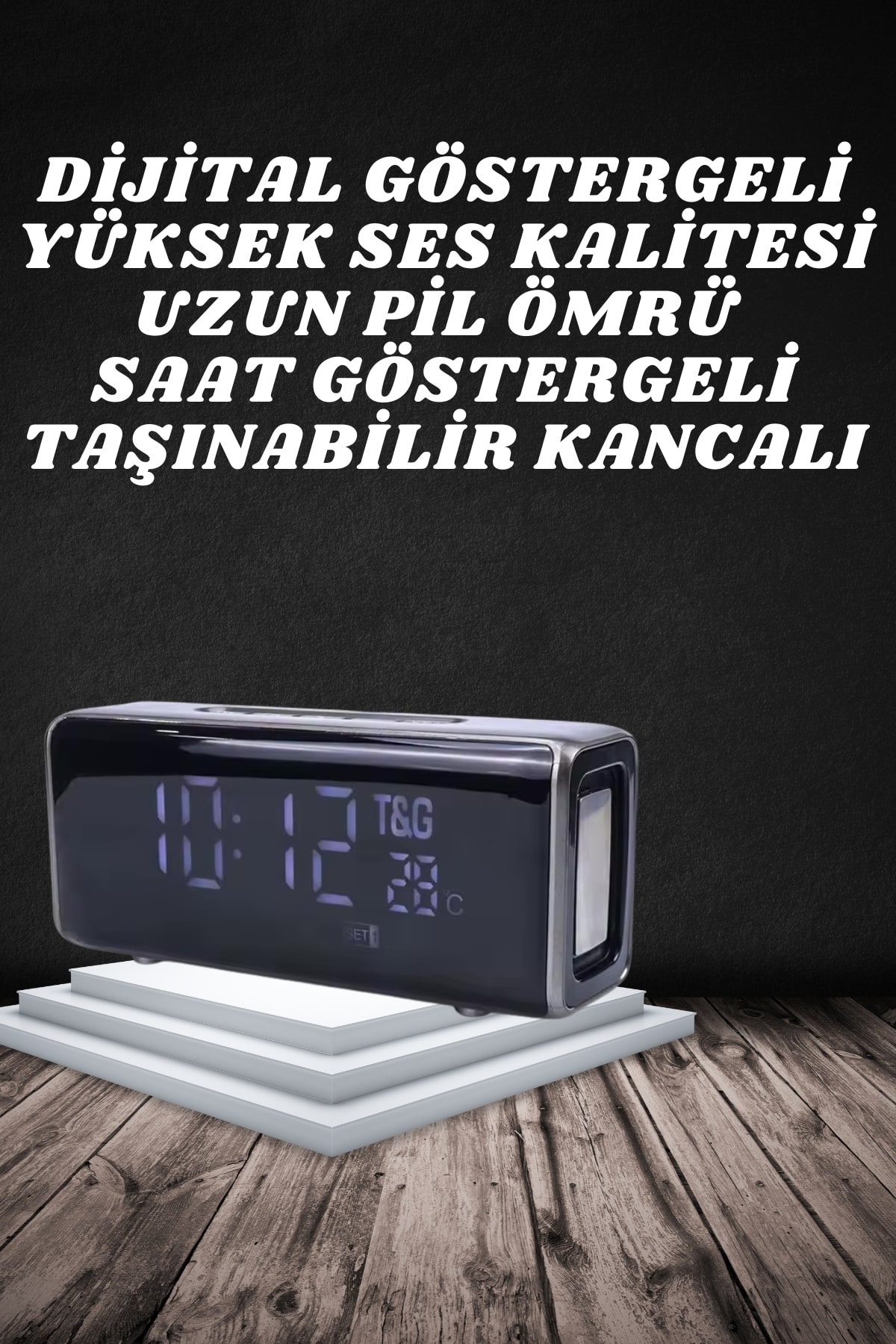 Bluetooth Hoparlör Speaker Saat Göstergeli Uzun Pil Ömrü Taşınabilir - Görsel 2