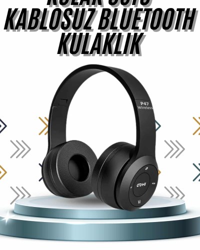 Kulak Üstü Bluetooth Kulaklık Yüksek Ses Kaliteli Ayarlanabilir