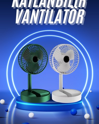 3 Kademe Hız Ayarlı Vantilatör Telefon Standlı Şarjlı Katlanabilir Soğutucu Pervane