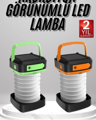 Kamp Feneri Lambası Solar Güneş Enerji Portatif Işıldak Şarjlı