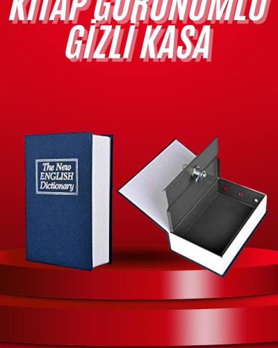Kitap Görünümlü Gizli Kasa Büyük Boy Anahtarlı Kilitli Para Kasası