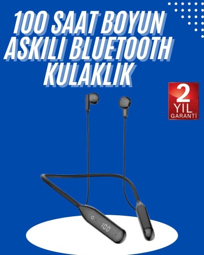 100 Saat Kablolu Boyun Askılı Dijital Göstergeli Bluetooth Kulaklık