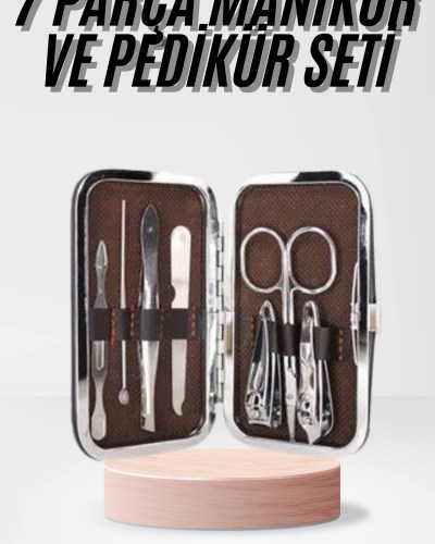 Çantalı 7 Parça Manikür Pedikür Seti Tırnak Makası Cımbız Törpü