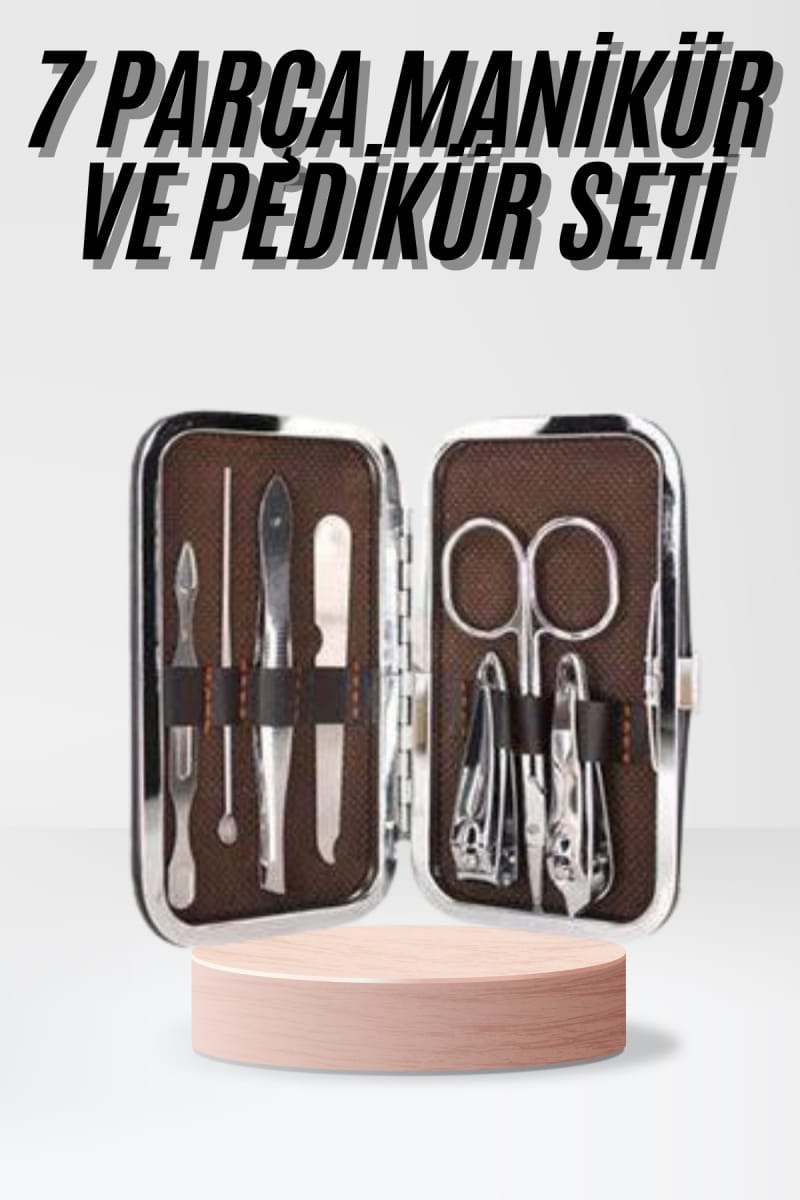 Çantalı 7 Parça Manikür Pedikür Seti Tırnak Makası Cımbız Törpü