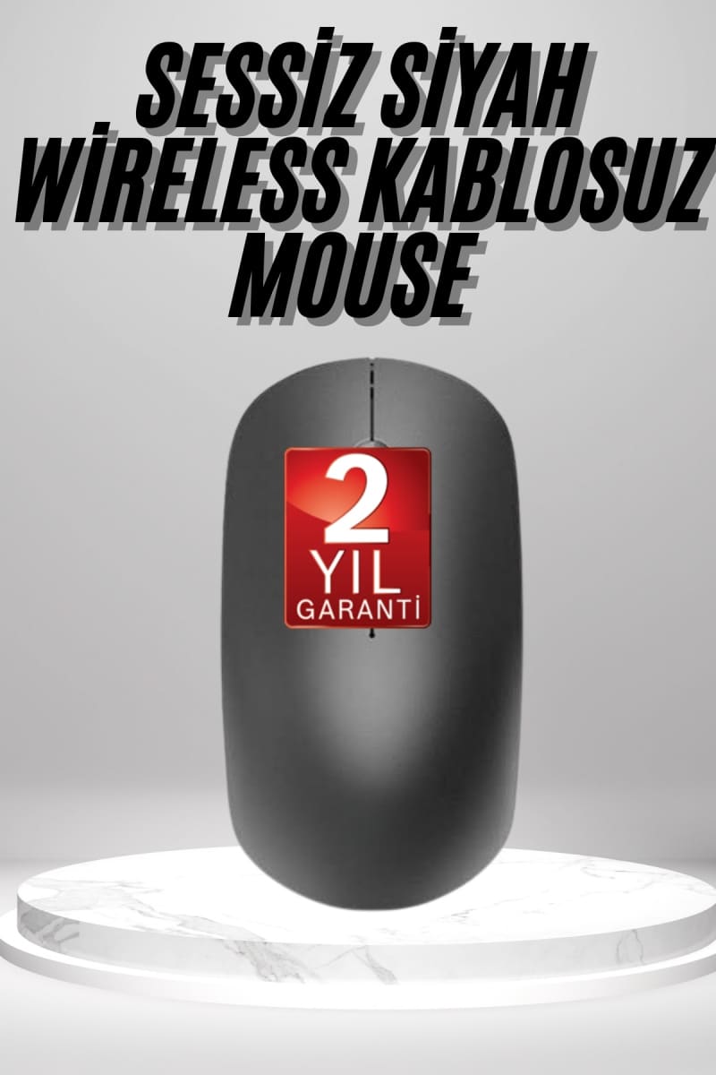 Siyah Kablosuz Mouse Wireless Mouse Minimal Tasarım