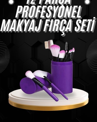12 Parça Profesyonel Makyaj Fırçası Far Fırçası Allık Fırçası Yumuşak Kıllı