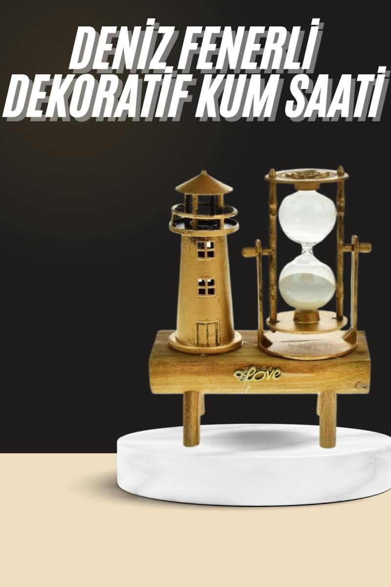 Dekoratif Kum Saati Deniz Feneri Retro Masa Hediyeli Eşya