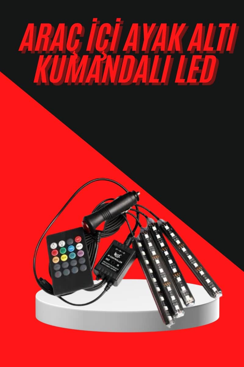 12 Ledli RGB Işıklı Araç Içi Ayak Altı Led Oto Ampul Kumandalı 7 Renk