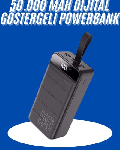 Powerbank 50.000 Mah Dijital Göstergeli Taşınabilir 4 Portlu Hızlı Powerbank