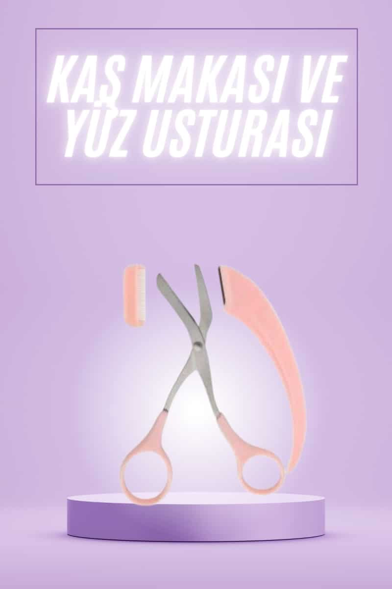 Taraklı Kaş Makası ve Ustura Seti Kaş Düzeltme Makası Kaş Bıyık Alma Aleti