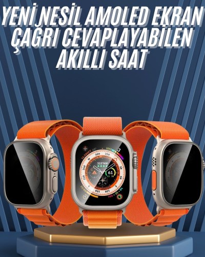 Ultra Max Kordon Kilitli Akıllı Saat Amoled Ekran Titreşimli Çağrı Cevaplayabilen