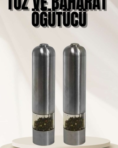 Işıklı Otomatik Tuz ve Karabiber Öğütücü Baharat Öğütücü